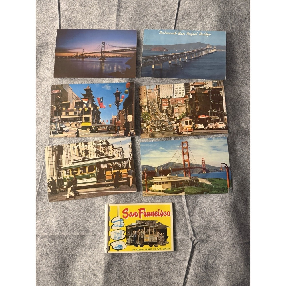 Vintage 1960s-1970s San Fransisco postcard lot of 6 + mini picture book